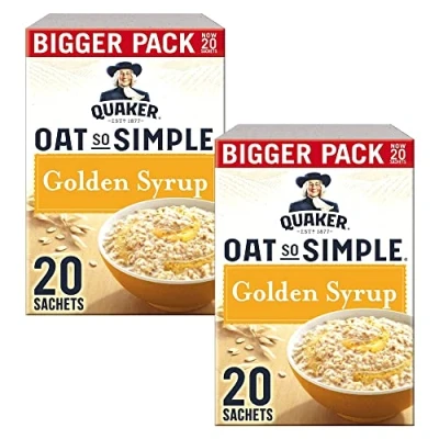 Bild av Cleverry förpackning med Quaker Oat so Simple Havregrynsgröt Golden Syrup 40 påsar x 36g för en utsökt frukost