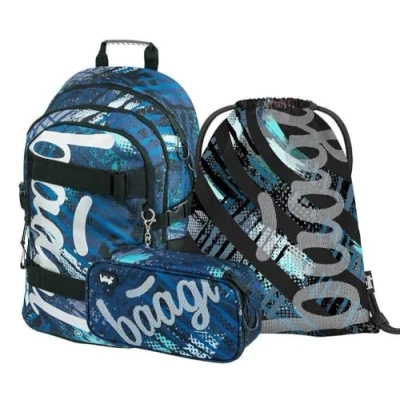 Bild av Baagl skolryggsäck set pojkar flickor 3 delar, skolväska från år. Klasse, grundskola med bröstbälte, ergonomisk (Wednesday Nevermore), skate strukturer
