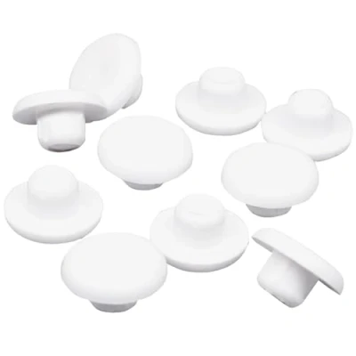 Bild av SKIR&#039;CO (10 st) vita hålpluggar i plast 4 mm, borrhålskyddskåpor, möbelhålplugg, skruvhålspluggar