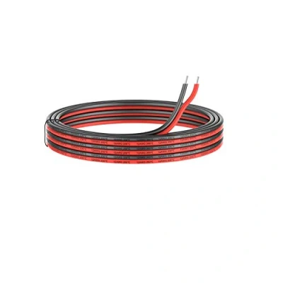Bild av 22 AWG 0,32 mm² elektrisk tråd 2 ledare parallell silikontråd 10 meter [Svart 5 m röd M] Gauge 200 grader C 600 V flexibel förlängningskabel sladd strängad förtennad koppartråd anslutning ledtråd