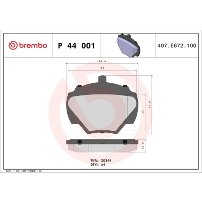 Bild av BREMBO P 44 001 Jeu de plaquettes frein contact signal d&#039;usure exclu sans accessoires LAND ROVER: Defender SUV, SUV Cabriolet