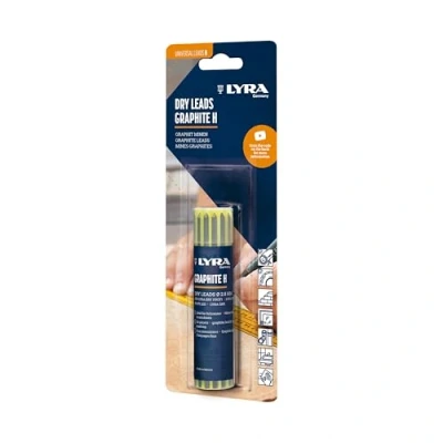 Bild av LYRA L4498006 DRY påfyllningspatroner set fyllt med 12 stycken snickare grafit stift i H, 2,8 mm, speciellt för trä, blister