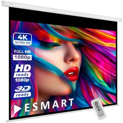 Bild av ESMART Economy EXM motorduk 237 cm bild 200 x 113 (90 tum) Format 16:9 Fjärrkontroll hemmabio elektrisk projektionsduk motor canvas LCD