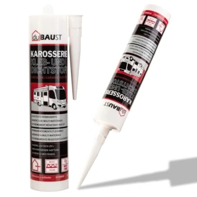 Bild av dubaust ATO24 kaross lim för bil husbil inomhus och utomhus UV resistent vidhäftning på alla underlag karosslim husvagn tätningsmedel 290 ml patron (svart, 1)