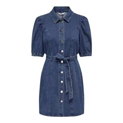 Bild av ONLY Onlvibbe Ss bälte DNM klänning MBD Noos jeansklänning, Mellanblå denim, XL