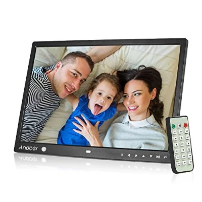 Bild av Andoer 15 tums digital fotoram LED bildram album skrivbord 1280 x 800 HD e Book/klocka/kalender med rörelsesensor, pekknappar och fjärrkontroll, jul födelsedagspresent