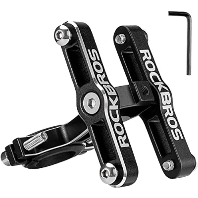 Bild av ROCKBROS Universell flaskhållare adapter aluminium justerbar cykel reservflaska hållare med 2 vattenflaska för motorcykel barnvagn svart