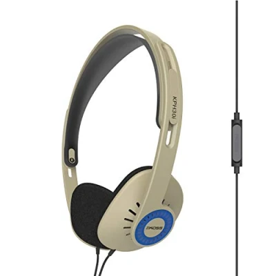 Bild av Koss KPH30iRB on ear hörlurar, in line mikrofon och touch fjärrkontroll, D profildesign, trådbunden med 3,5 mm kontakt, rytm beige
