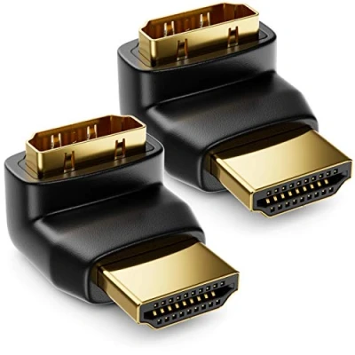 Bild av deleyCON HDMI 90 Vinkeladapter 2 Stycken i ett Set Kontakt till Uttag 4K Ultra HD UHD 3D Full 1080p HDR ARC Highspeed med Ethernet